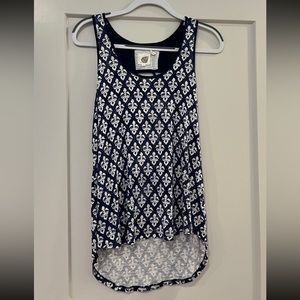 Anthropology Lilka Blue & White Cutout Back Tank Top